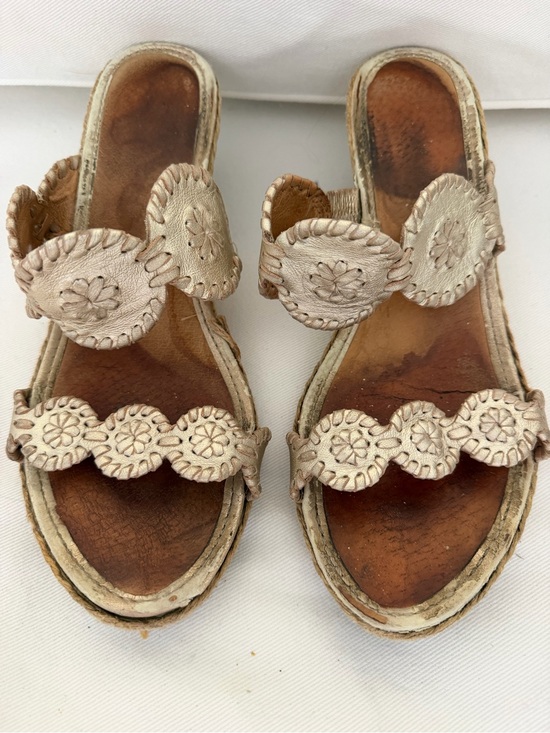 Jack Rogers Shoes - JACK ROGERS Women’s Gold Leather Wedge Sandal
